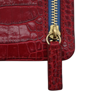 SMYTHSON | Red Crocodile Embossed Mara Multi-Zip Case