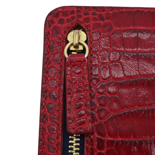 SMYTHSON | Red Crocodile Embossed Mara Multi-Zip Case