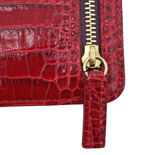 SMYTHSON | Red Crocodile Embossed Mara Multi-Zip Case