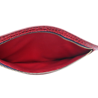 SMYTHSON | Red Crocodile Embossed Mara Multi-Zip Case
