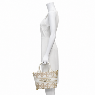 Cannage Embroidered Brocart Hat Basket Bag