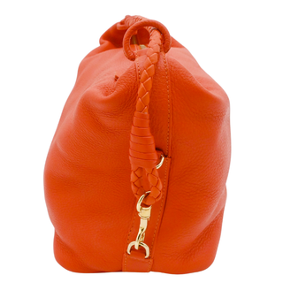 Orange Cervo Leather Braided Handle Hobo Bag