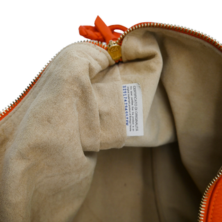 Orange Cervo Leather Braided Handle Hobo Bag
