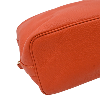 Orange Cervo Leather Braided Handle Hobo Bag