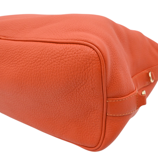 Orange Cervo Leather Braided Handle Hobo Bag
