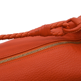 Orange Cervo Leather Braided Handle Hobo Bag