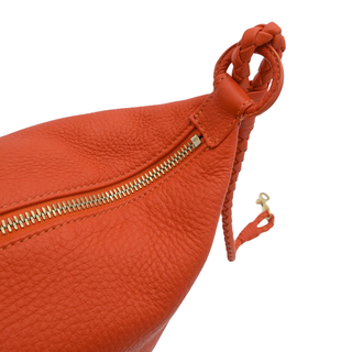 Orange Cervo Leather Braided Handle Hobo Bag