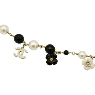 Camellia CC Pearl Beaded Long Necklace