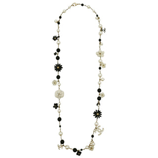 Camellia CC Pearl Beaded Long Necklace