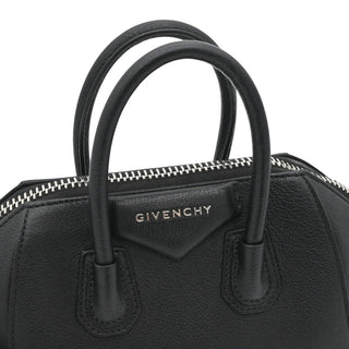 Black Grained Leather Mini Antigona Bag