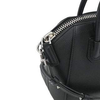 Black Grained Leather Mini Antigona Bag