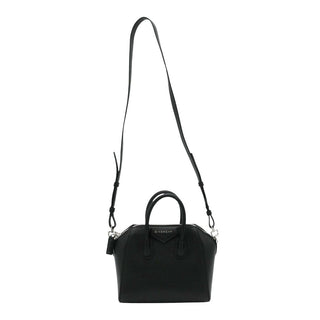 Black Grained Leather Mini Antigona Bag