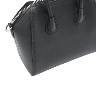 Black Grained Leather Mini Antigona Bag