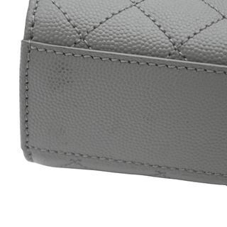 SAINT LAURENT | Light Gray Chevron Quilted Envelope Chain Shoulder Bag