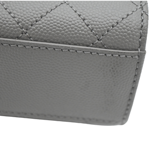 SAINT LAURENT | Light Gray Chevron Quilted Envelope Chain Shoulder Bag