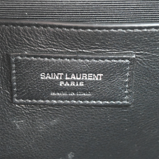 SAINT LAURENT | Light Gray Chevron Quilted Envelope Chain Shoulder Bag