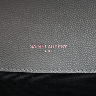 SAINT LAURENT | Light Gray Chevron Quilted Envelope Chain Shoulder Bag
