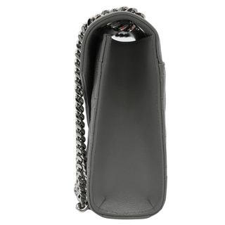 SAINT LAURENT | Light Gray Chevron Quilted Envelope Chain Shoulder Bag