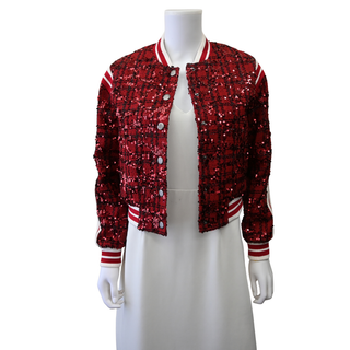 ALICE + OLIVIA | Keri Tweed Varsity Jacket