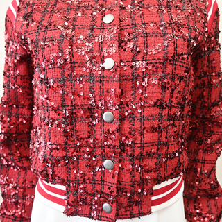 ALICE + OLIVIA | Keri Tweed Varsity Jacket