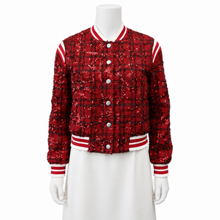 ALICE + OLIVIA | Keri Tweed Varsity Jacket