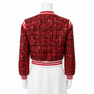 ALICE + OLIVIA | Keri Tweed Varsity Jacket