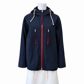 Blue Hooded Canvas Zip Jacket