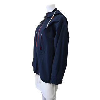 JIL SANDER | Blue Hooded Canvas Zip Jacket