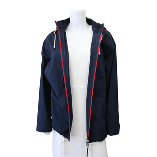 JIL SANDER | Blue Hooded Canvas Zip Jacket
