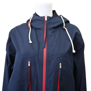 JIL SANDER | Blue Hooded Canvas Zip Jacket