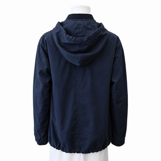 JIL SANDER | Blue Hooded Canvas Zip Jacket