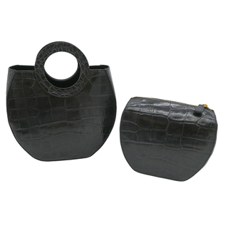 STAUD | Frida Croc-Embossed Leather Handle Bag