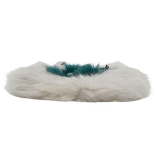ANYA HINDMARCH | Ivory & Teal Furry Eye Wristlet