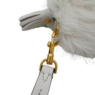 ANYA HINDMARCH | Ivory & Teal Furry Eye Wristlet