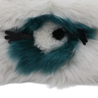 ANYA HINDMARCH | Ivory & Teal Furry Eye Wristlet