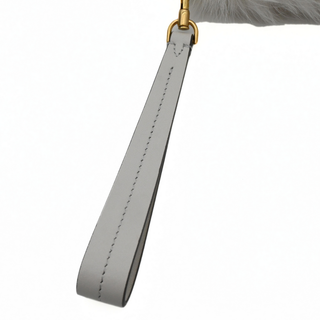 ANYA HINDMARCH | Ivory & Teal Furry Eye Wristlet