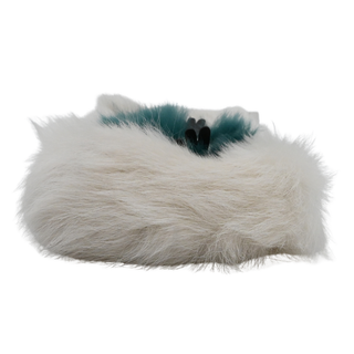 ANYA HINDMARCH | Ivory & Teal Furry Eye Wristlet