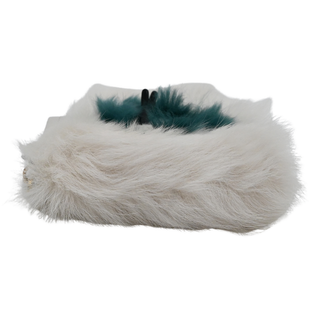ANYA HINDMARCH | Ivory & Teal Furry Eye Wristlet