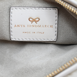 ANYA HINDMARCH | Ivory & Teal Furry Eye Wristlet