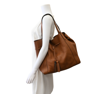 Brown Millie Grained Leather Tote Bag