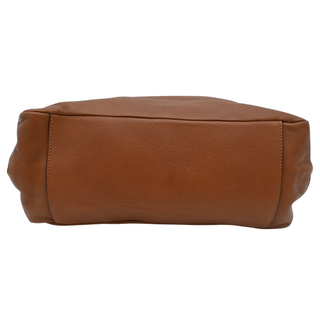 JIL SANDER | Tan Grained Leather Slouched Zip Shoulder Bag