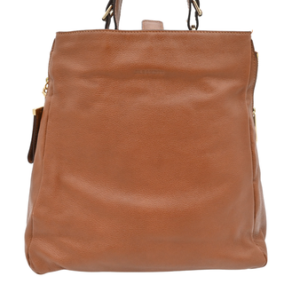 JIL SANDER | Tan Grained Leather Slouched Zip Shoulder Bag