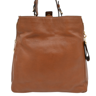 JIL SANDER | Tan Grained Leather Slouched Zip Shoulder Bag