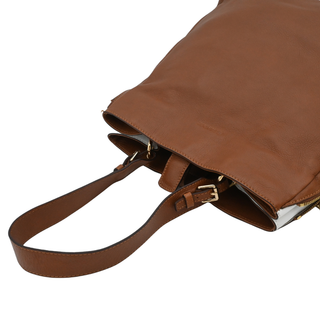 JIL SANDER | Tan Grained Leather Slouched Zip Shoulder Bag