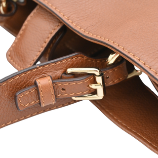 JIL SANDER | Tan Grained Leather Slouched Zip Shoulder Bag