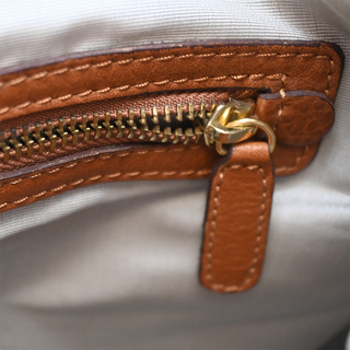 JIL SANDER | Tan Grained Leather Slouched Zip Shoulder Bag