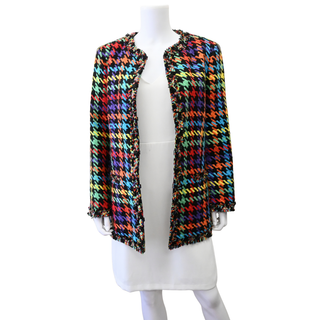 ALICE + OLIVIA | Andreas Frayed Houndstooth Tweed Blazer