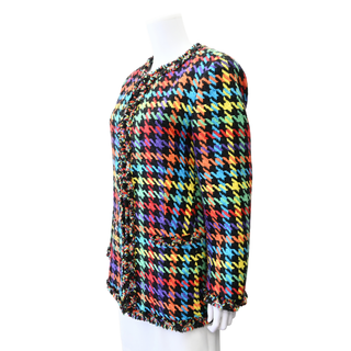 ALICE + OLIVIA | Andreas Frayed Houndstooth Tweed Blazer