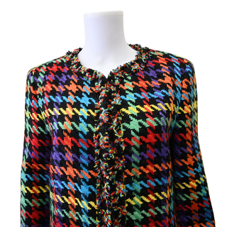 ALICE + OLIVIA | Andreas Frayed Houndstooth Tweed Blazer
