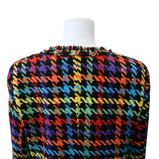 ALICE + OLIVIA | Andreas Frayed Houndstooth Tweed Blazer
